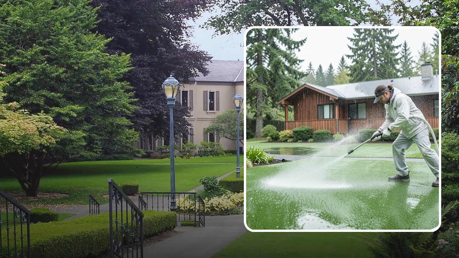 Artificial Turf Cleaning in Woodinville, King County, WA - We deep-clean artificial turf to flush out the odor, debris, and algae that synthetic lawns trap in a rainy climate.
