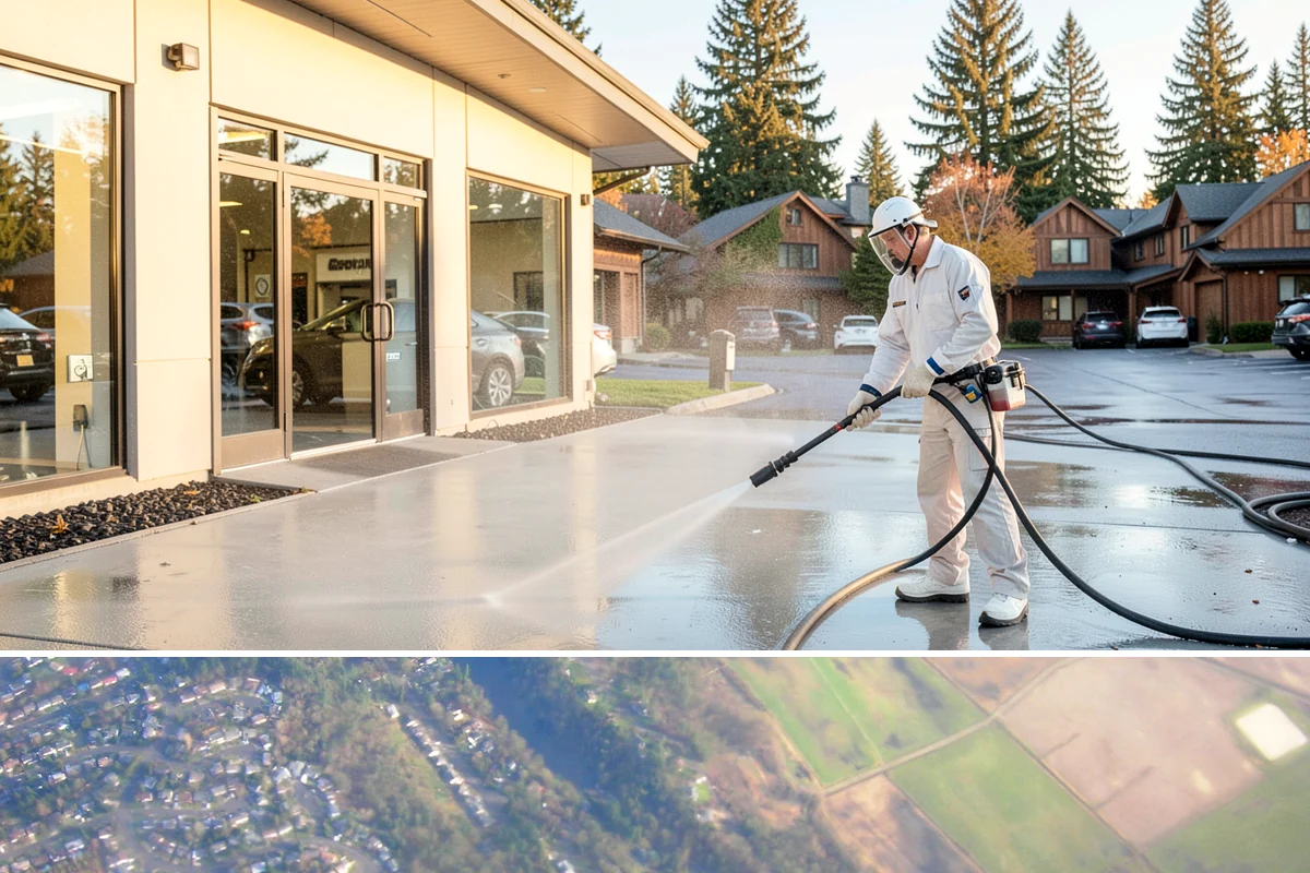 Asphalt Driveway Cleaning in Algona, King County, WA - Warm, dry days are best so the porous asphalt can dry fully after cleaning.