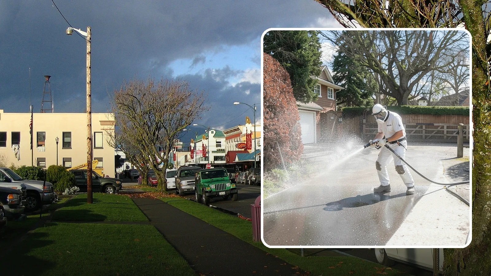 Asphalt Driveway Cleaning in Arlington, Snohomish County, WA - Gentle yet effective cleaning for asphalt driveways that removes growth and grime without harming the binder.