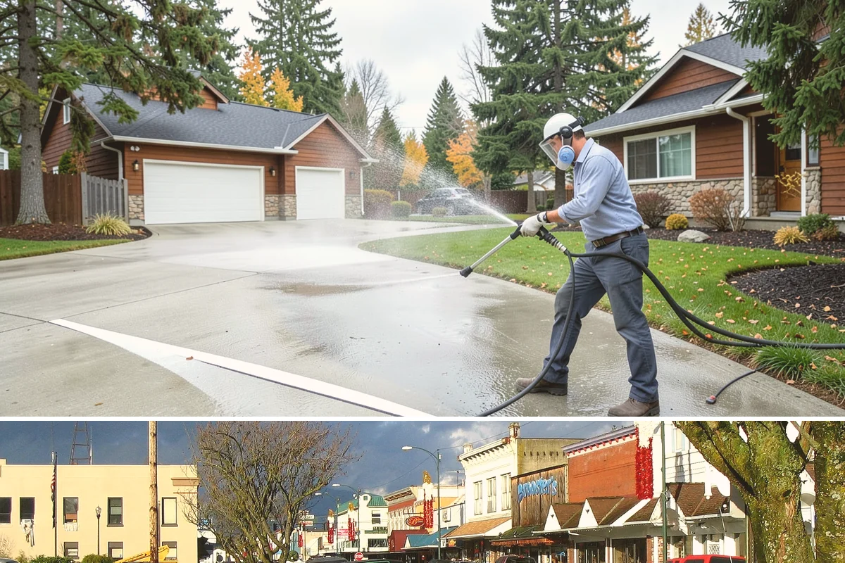 Asphalt Driveway Cleaning in Arlington, Snohomish County, WA - Warm, dry days are best so the porous asphalt can dry fully after cleaning.