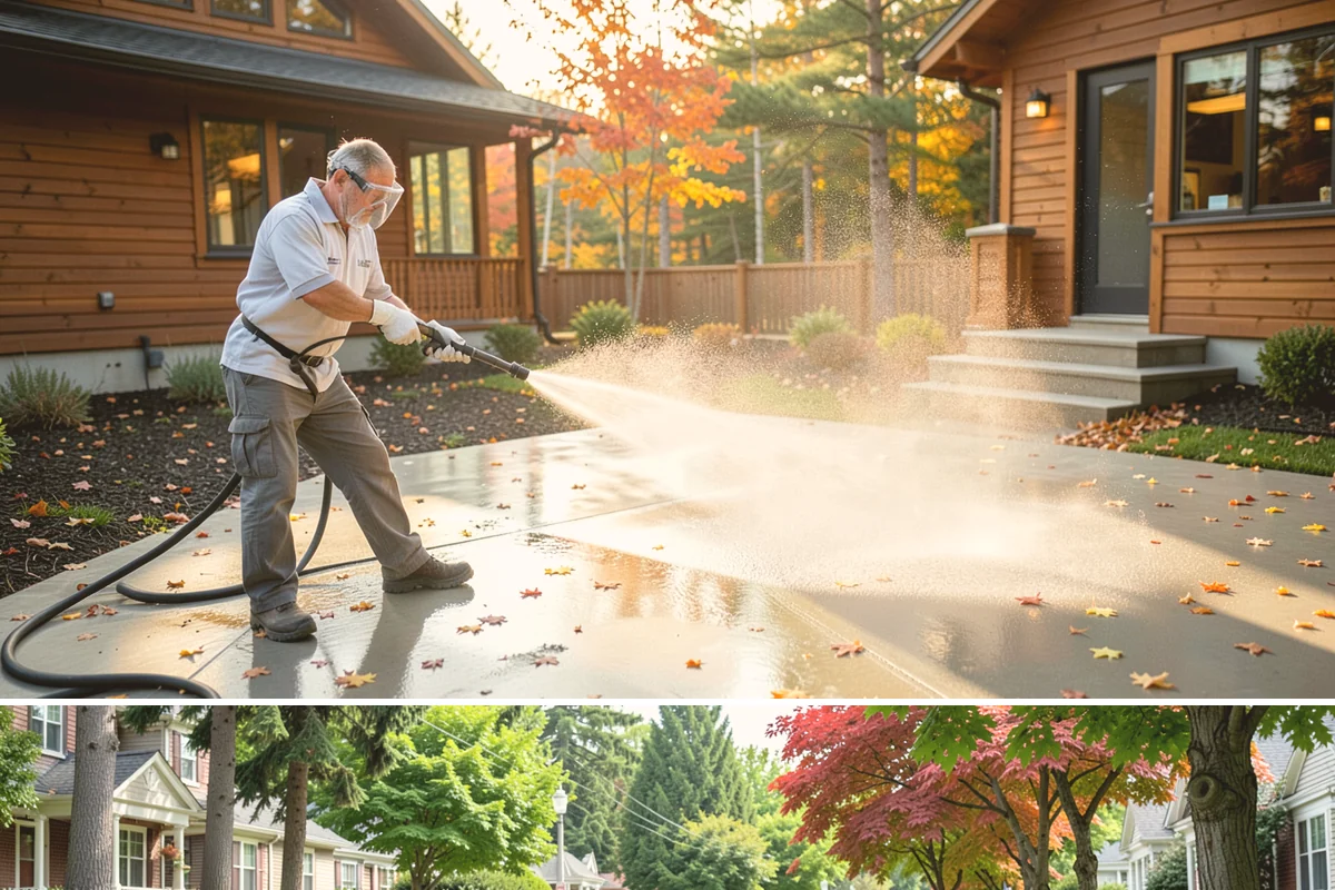 Asphalt Driveway Cleaning in Beaux Arts Village, King County, WA - Warm, dry days are best so the porous asphalt can dry fully after cleaning.