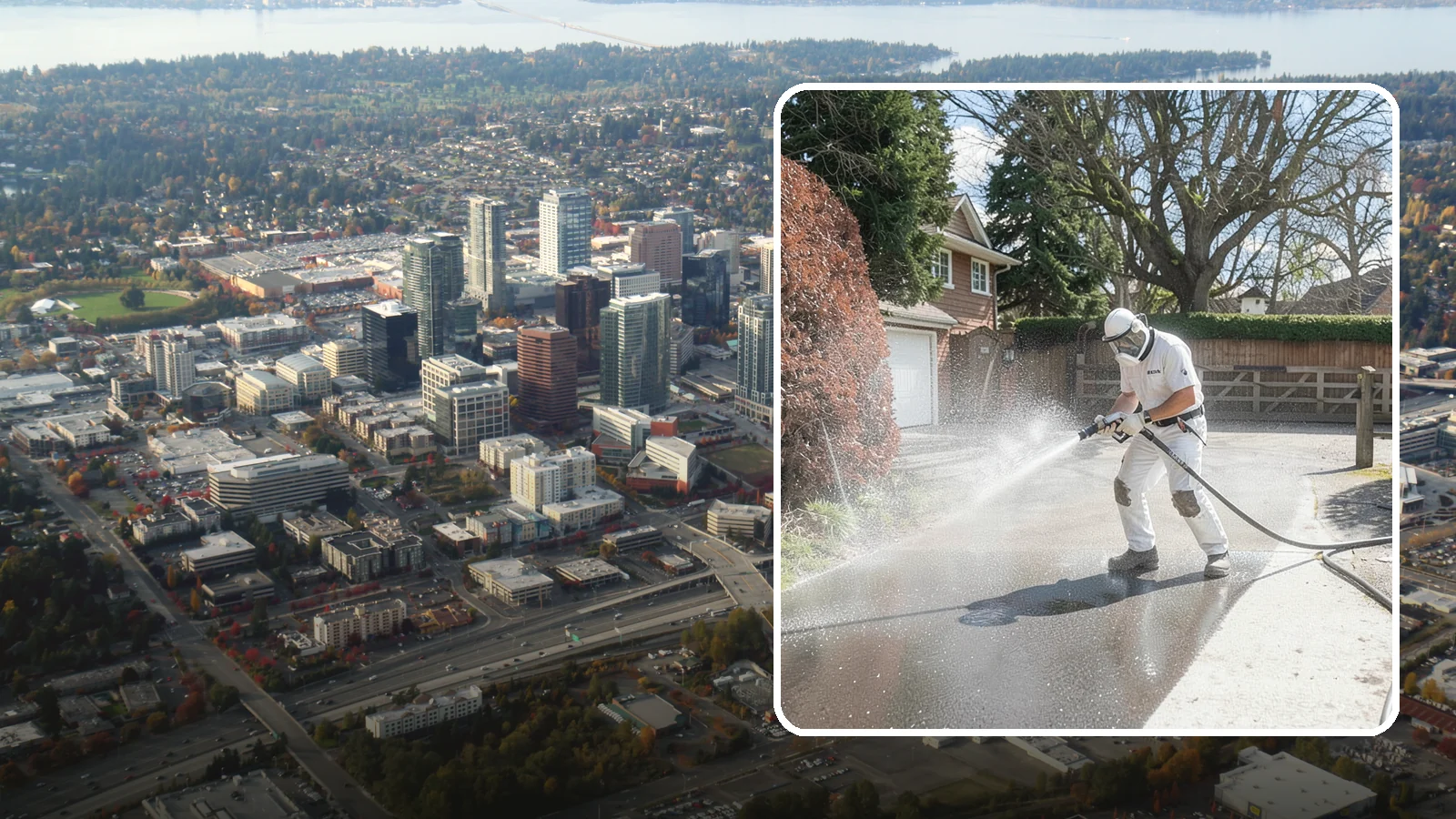 Asphalt Driveway Cleaning in Bellevue, King County, WA - Gentle yet effective cleaning for asphalt driveways that removes growth and grime without harming the binder.