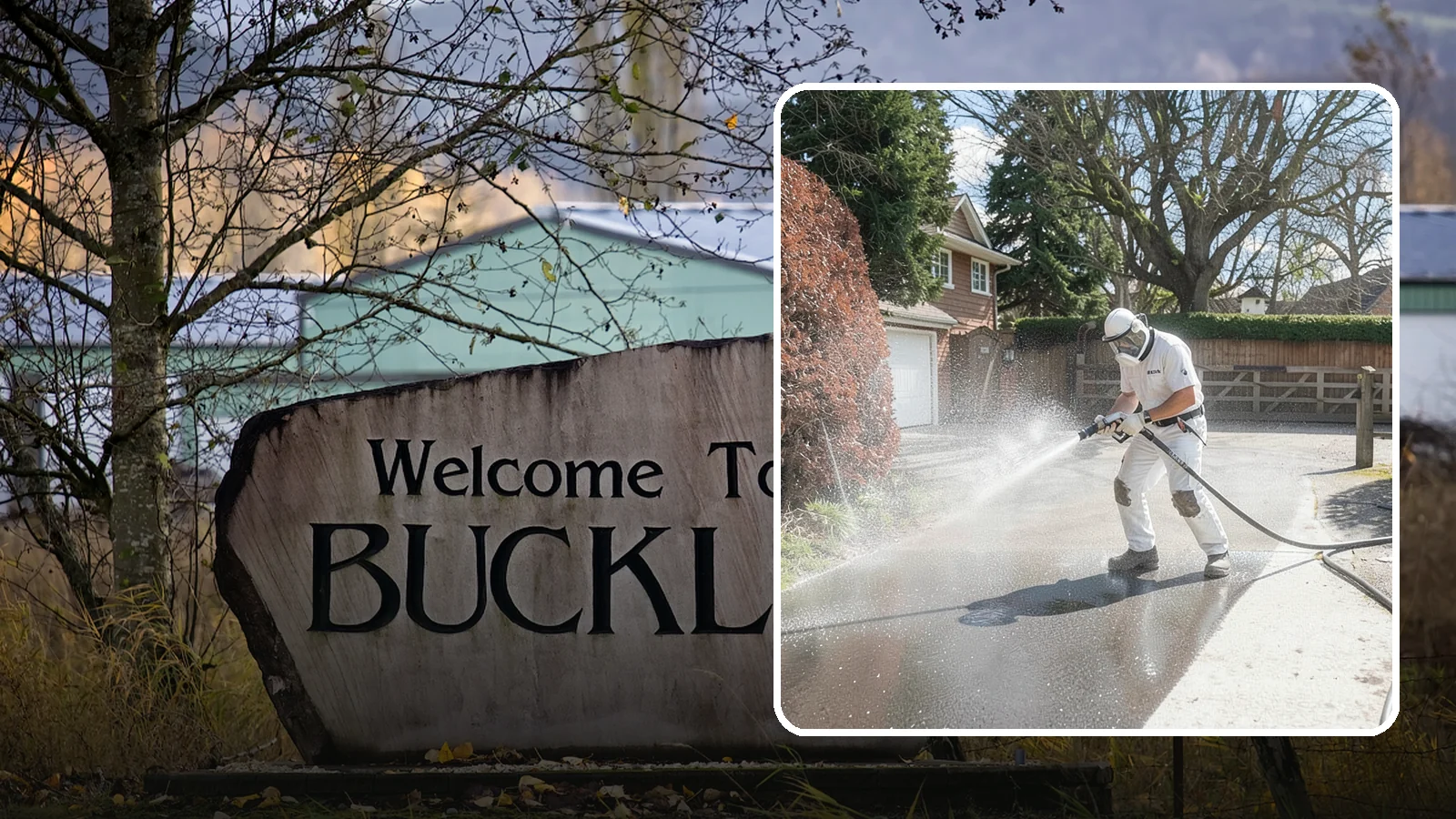Asphalt Driveway Cleaning in Buckley, Pierce County, WA - Gentle yet effective cleaning for asphalt driveways that removes growth and grime without harming the binder.
