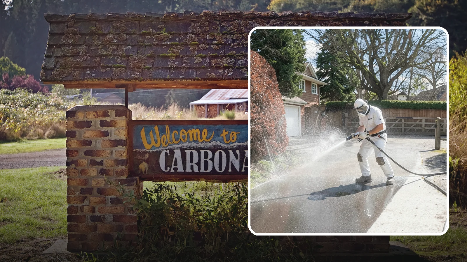 Asphalt Driveway Cleaning in Carbonado, Pierce County, WA - Gentle yet effective cleaning for asphalt driveways that removes growth and grime without harming the binder.