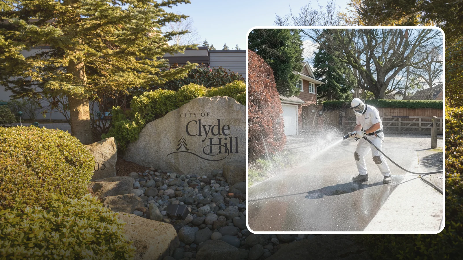 Asphalt Driveway Cleaning in Clyde Hill, King County, WA - Gentle yet effective cleaning for asphalt driveways that removes growth and grime without harming the binder.