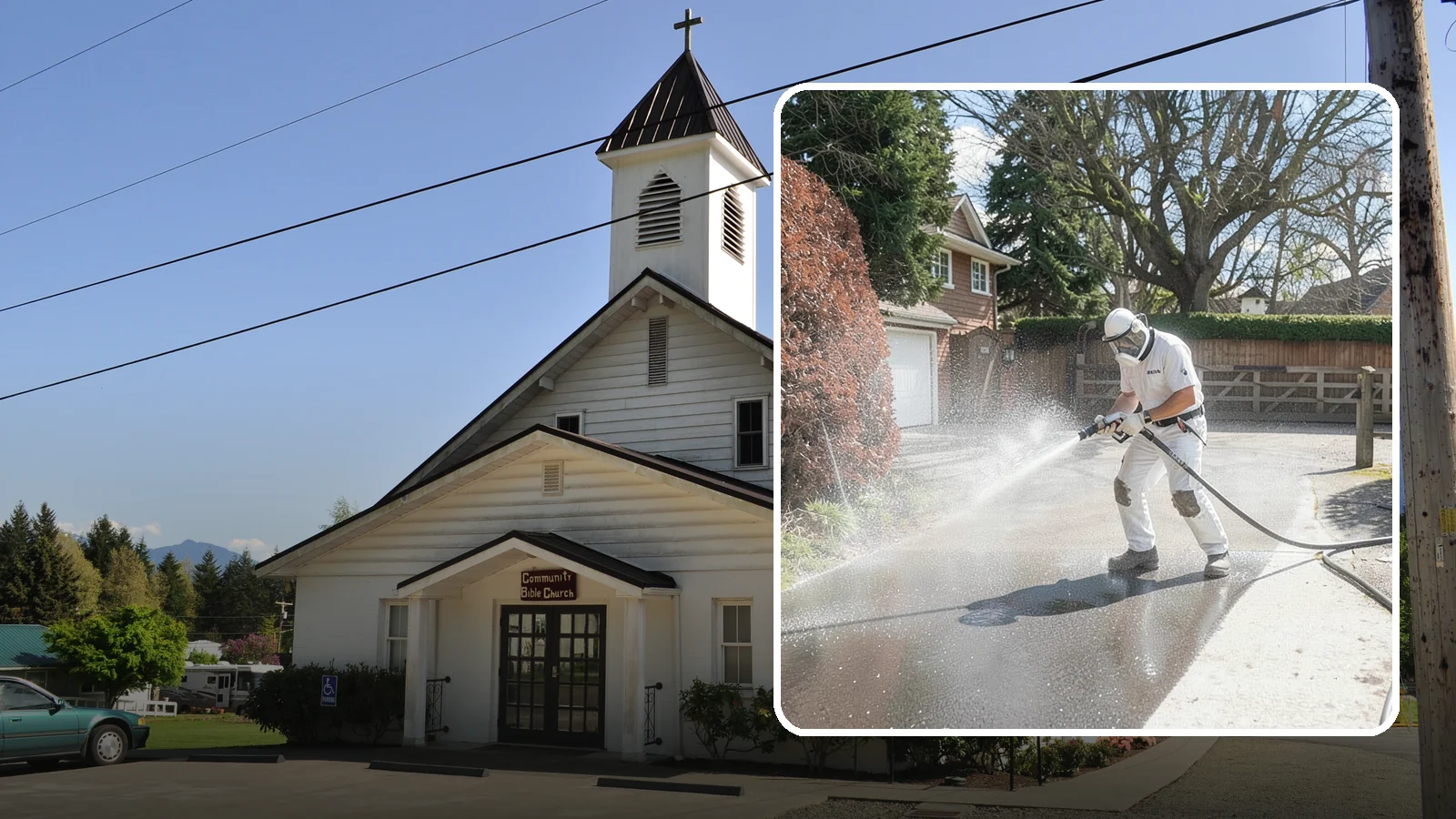 Asphalt Driveway Cleaning in Concrete, Skagit County, WA - Gentle yet effective cleaning for asphalt driveways that removes growth and grime without harming the binder.