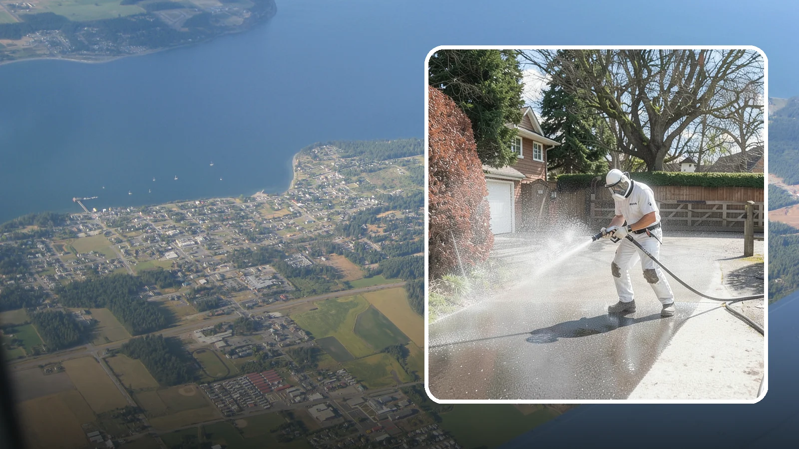 Asphalt Driveway Cleaning in Coupeville, Island County, WA - Gentle yet effective cleaning for asphalt driveways that removes growth and grime without harming the binder.