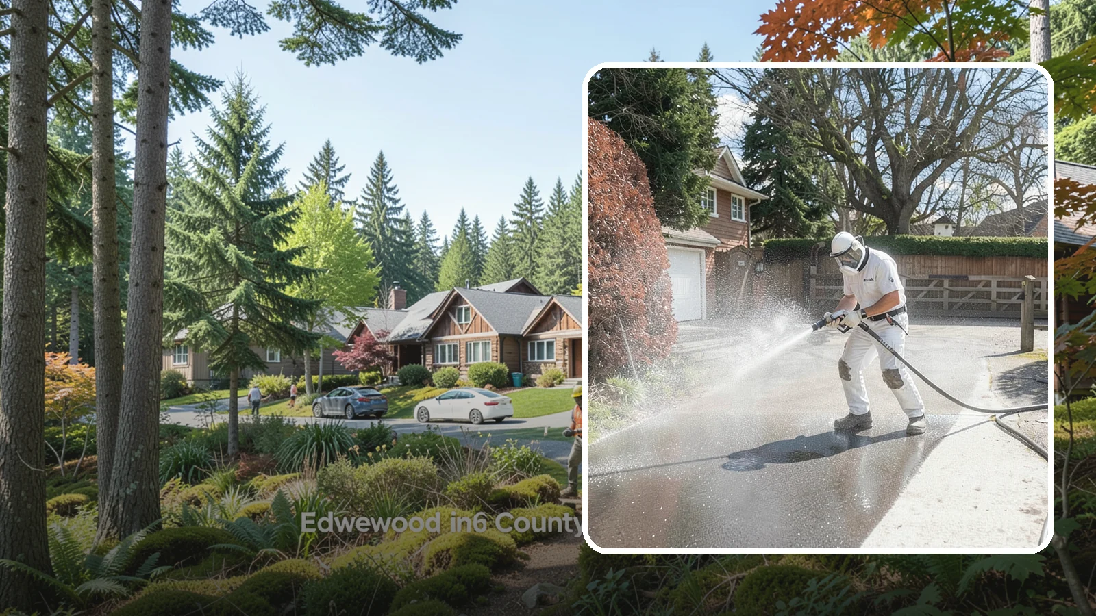 Asphalt Driveway Cleaning in Edgewood, Pierce County, WA - Gentle yet effective cleaning for asphalt driveways that removes growth and grime without harming the binder.