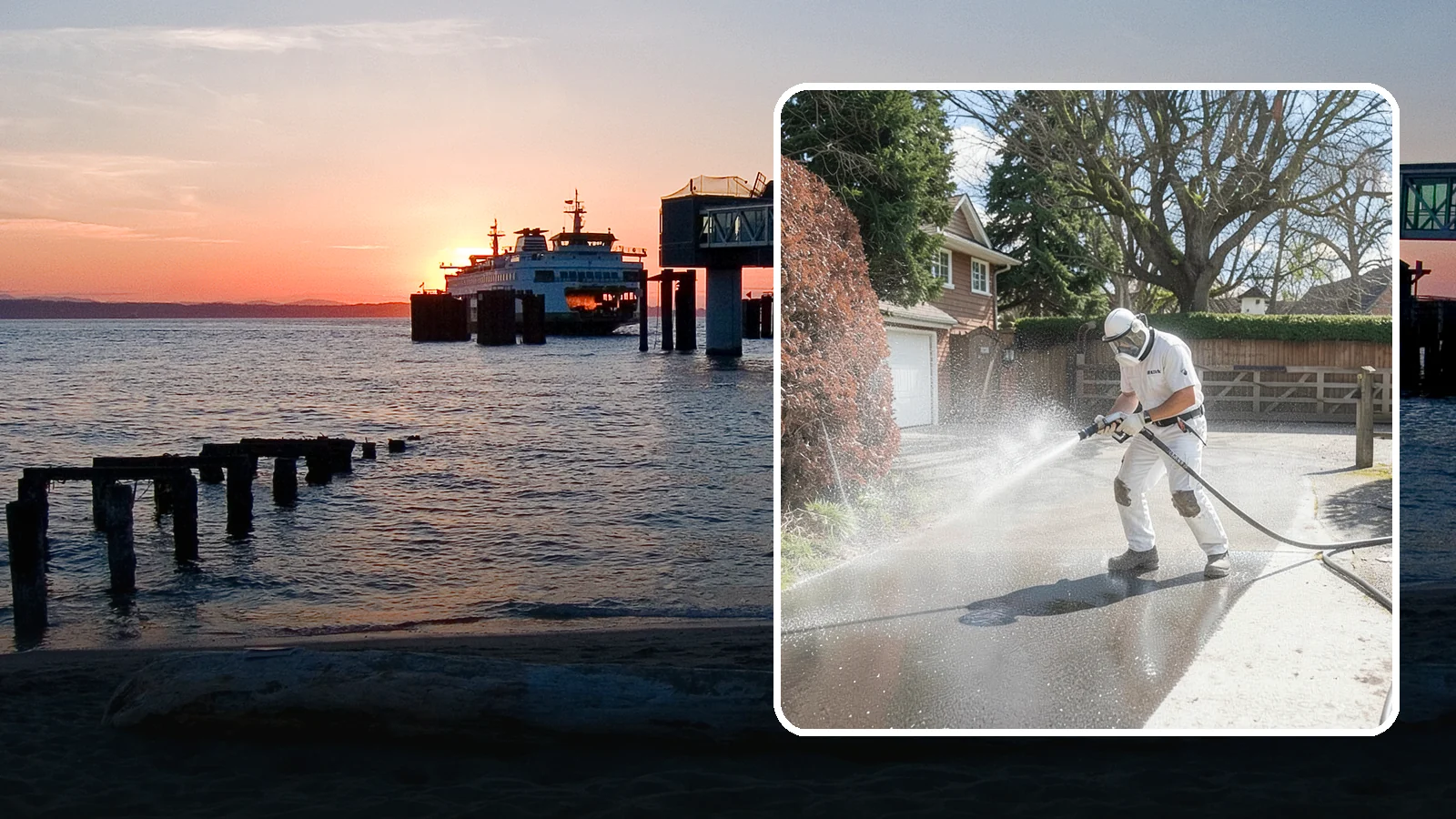 Asphalt Driveway Cleaning in Edmonds, Snohomish County, WA - Gentle yet effective cleaning for asphalt driveways that removes growth and grime without harming the binder.