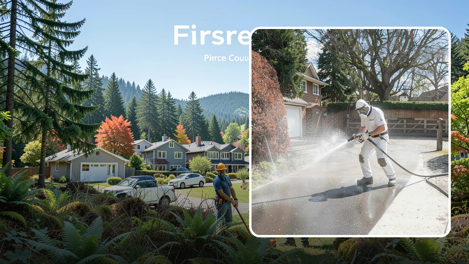 Asphalt Driveway Cleaning in Fircrest, Pierce County, WA - Gentle yet effective cleaning for asphalt driveways that removes growth and grime without harming the binder.