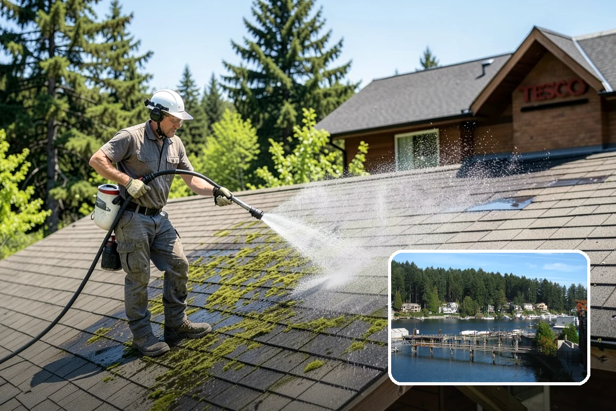Asphalt Driveway Cleaning in Gig Harbor, Pierce County, WA - Cleans without dislodging asphalt aggregate