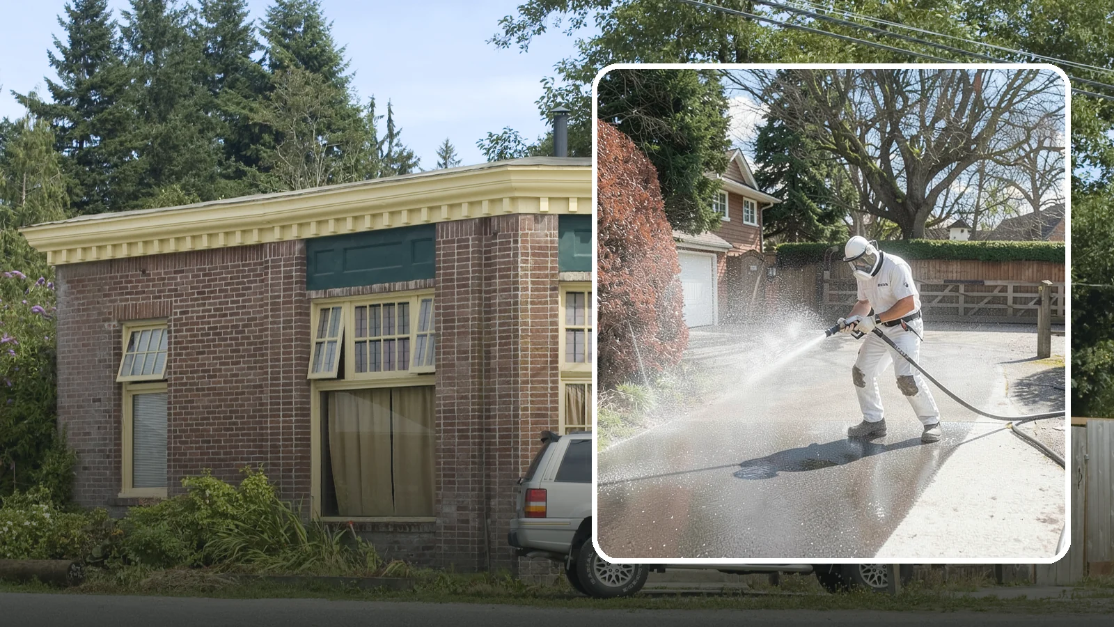 Asphalt Driveway Cleaning in Hamilton, Skagit County, WA - Gentle yet effective cleaning for asphalt driveways that removes growth and grime without harming the binder.