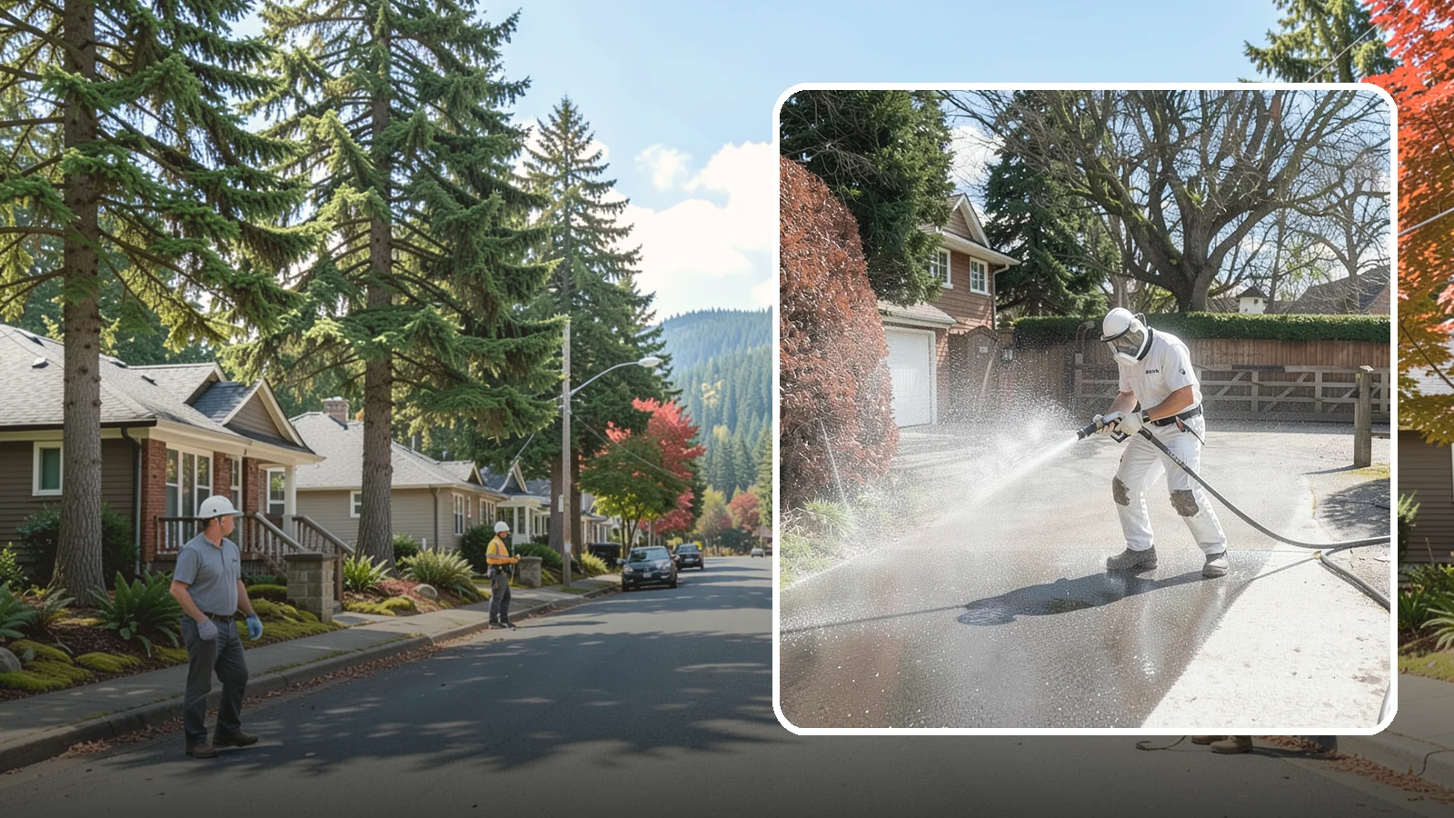 Asphalt Driveway Cleaning in Hunts Point, King County, WA - Gentle yet effective cleaning for asphalt driveways that removes growth and grime without harming the binder.