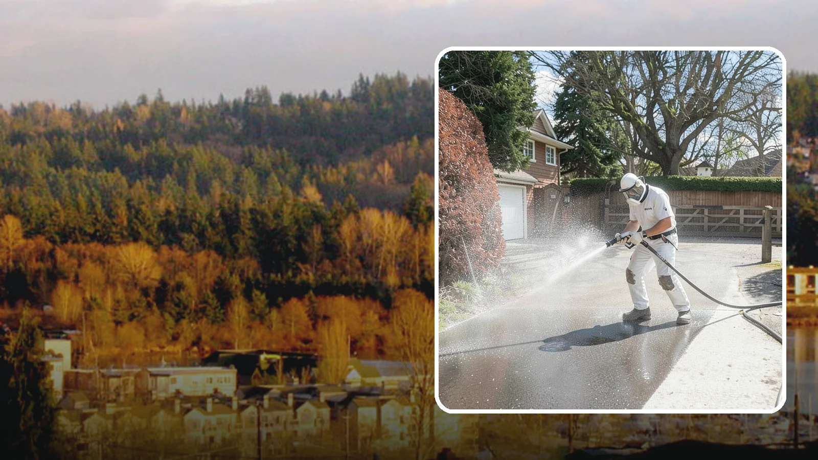 Asphalt Driveway Cleaning in Kenmore, King County, WA - Gentle yet effective cleaning for asphalt driveways that removes growth and grime without harming the binder.