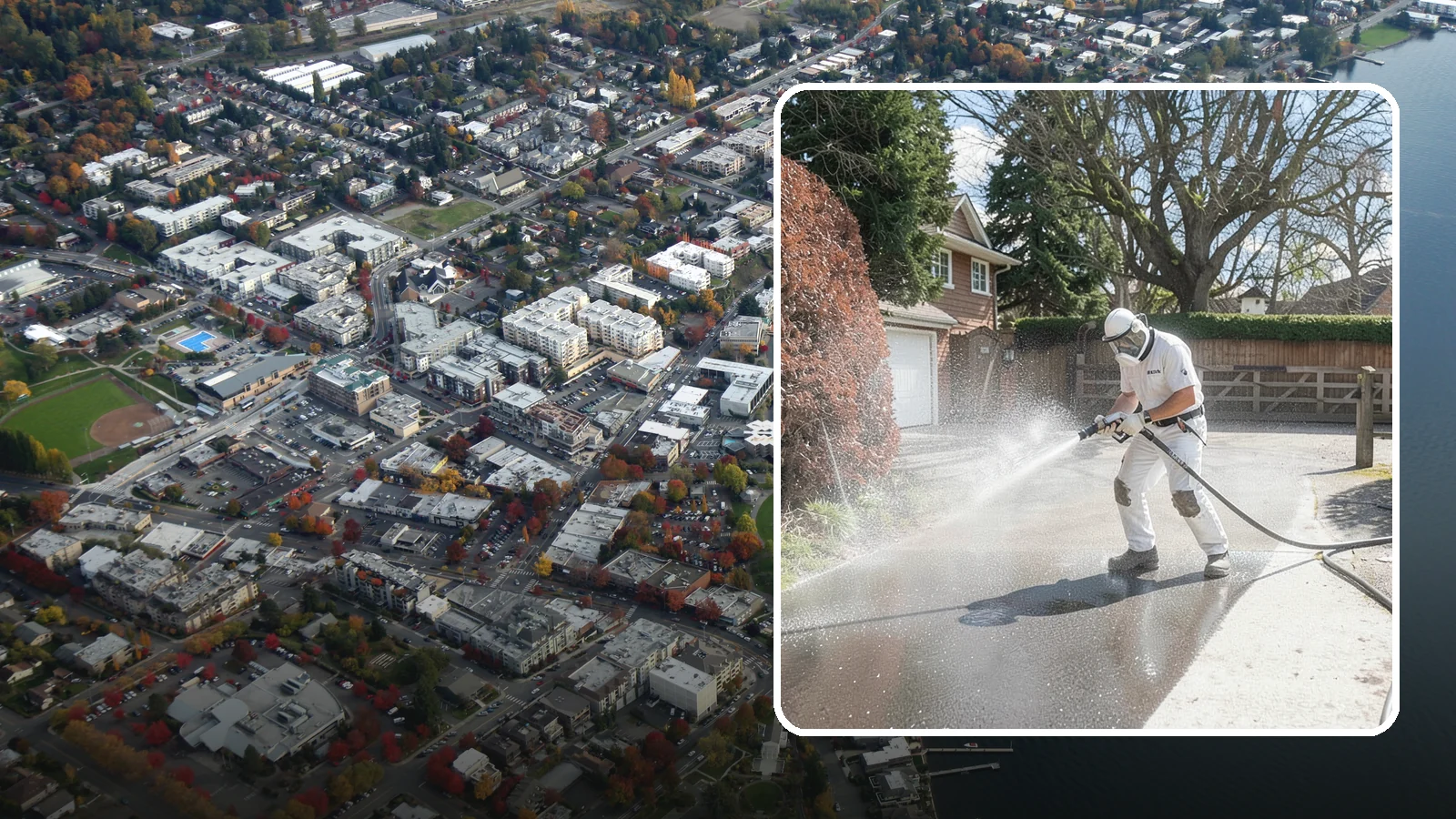 Asphalt Driveway Cleaning in Kirkland, King County, WA - Gentle yet effective cleaning for asphalt driveways that removes growth and grime without harming the binder.