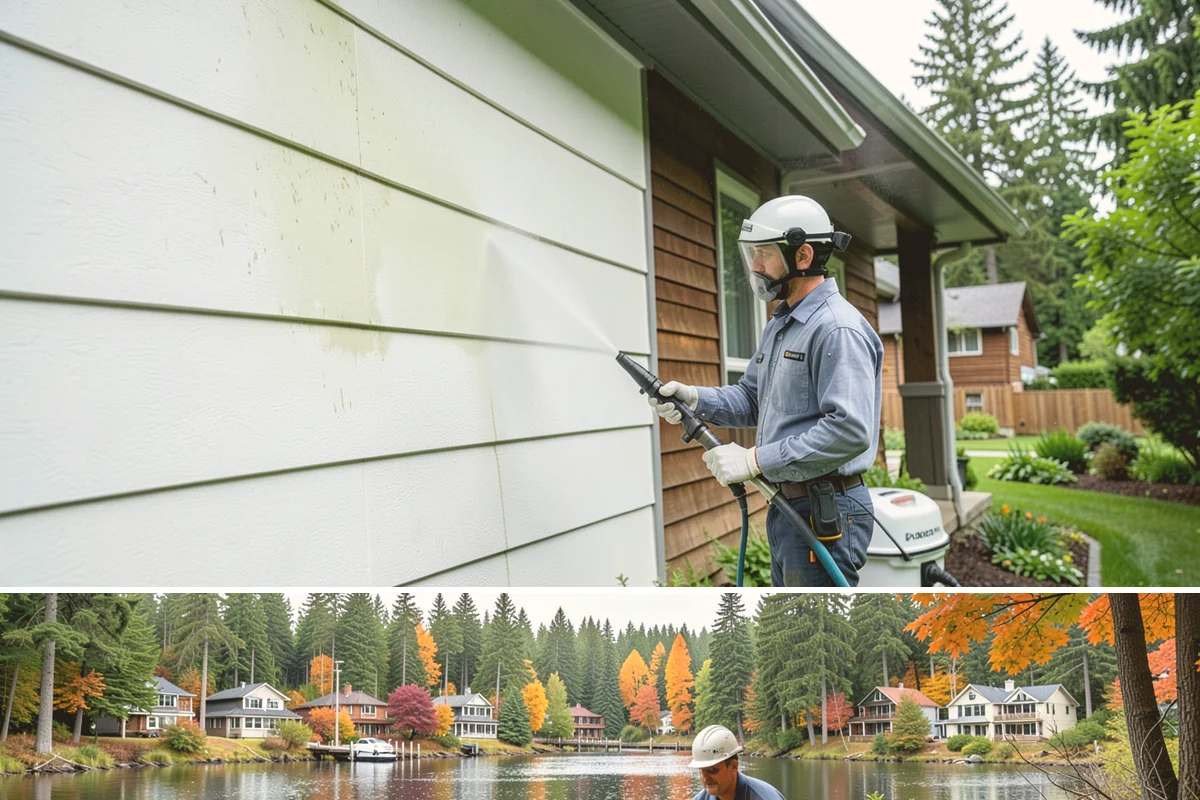 Asphalt Driveway Cleaning in La Conner, Skagit County, WA - Warm, dry days are best so the porous asphalt can dry fully after cleaning.