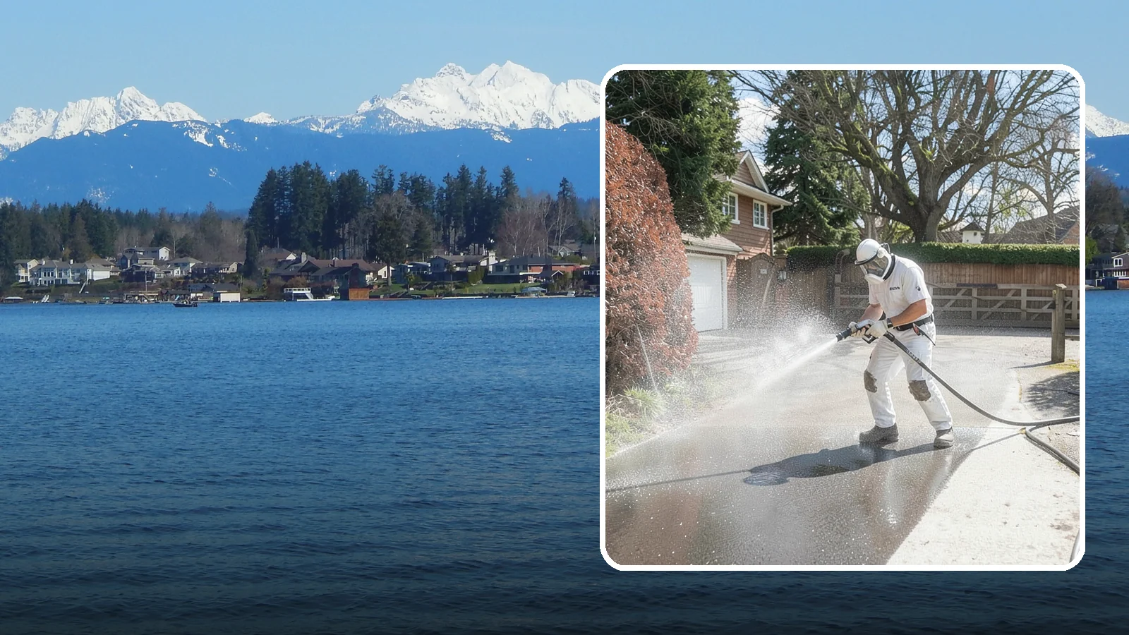 Asphalt Driveway Cleaning in Lake Stevens, Snohomish County, WA - Gentle yet effective cleaning for asphalt driveways that removes growth and grime without harming the binder.
