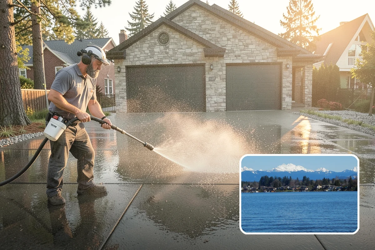 Asphalt Driveway Cleaning in Lake Stevens, Snohomish County, WA - Cleans without dislodging asphalt aggregate