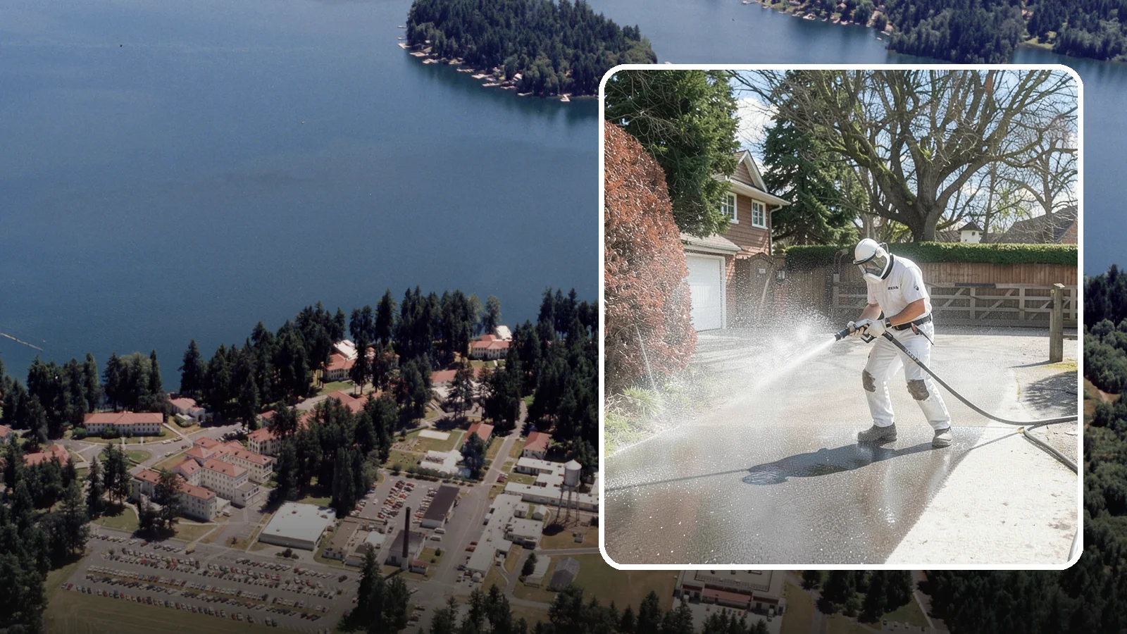 Asphalt Driveway Cleaning in Lakewood, Pierce County, WA - Gentle yet effective cleaning for asphalt driveways that removes growth and grime without harming the binder.