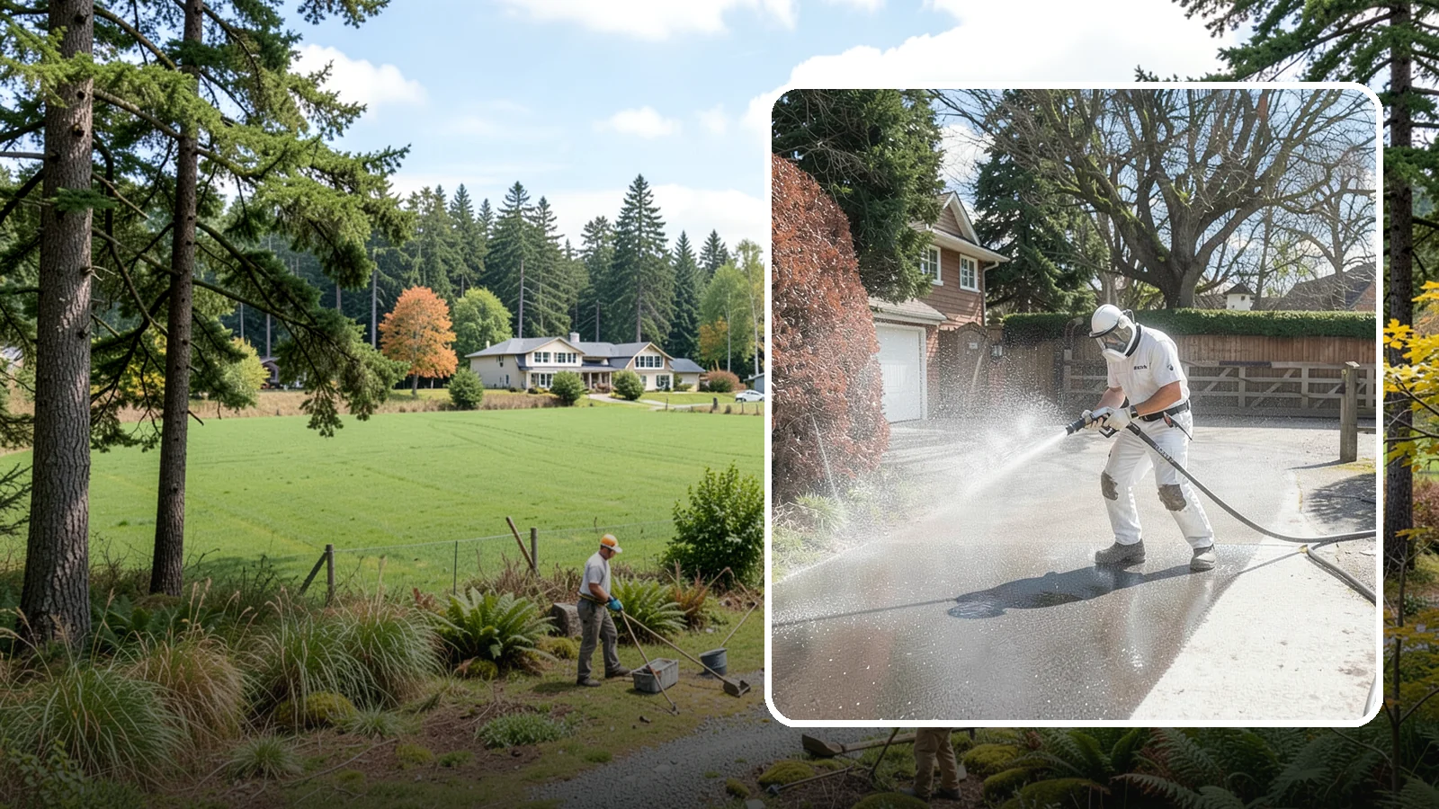 Asphalt Driveway Cleaning in Lyman, Skagit County, WA - Gentle yet effective cleaning for asphalt driveways that removes growth and grime without harming the binder.
