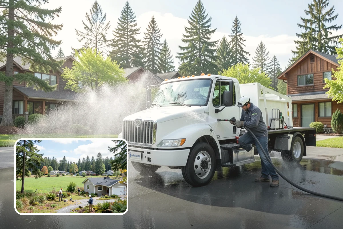 Asphalt Driveway Cleaning in Lyman, Skagit County, WA - Cleans without dislodging asphalt aggregate
