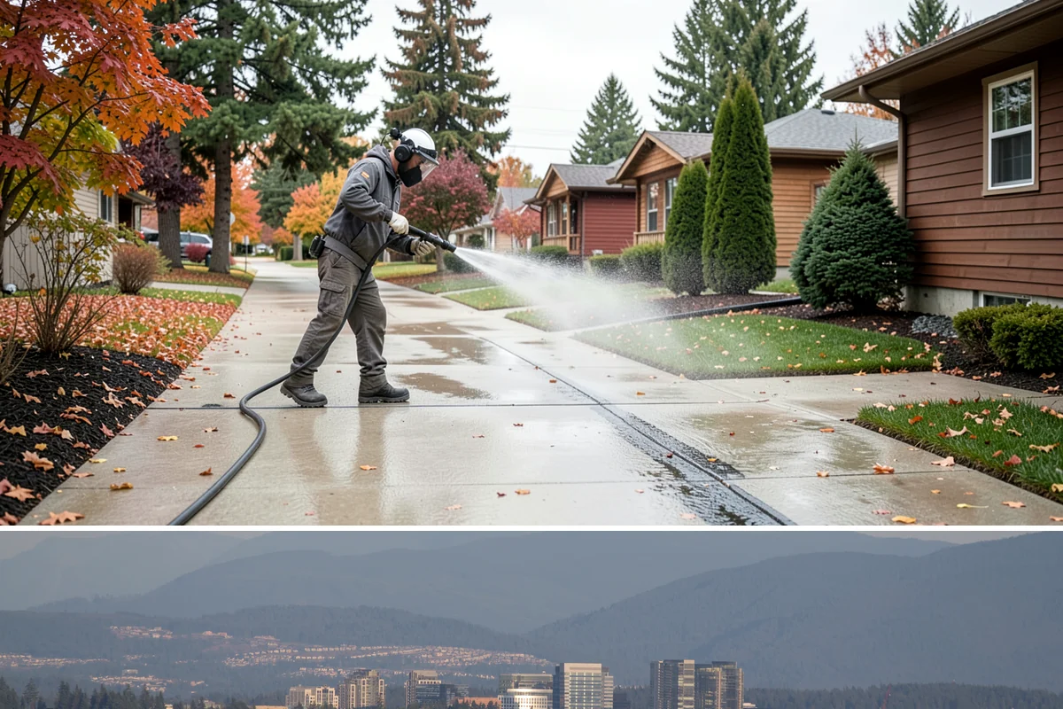 Asphalt Driveway Cleaning in Medina, King County, WA - Warm, dry days are best so the porous asphalt can dry fully after cleaning.