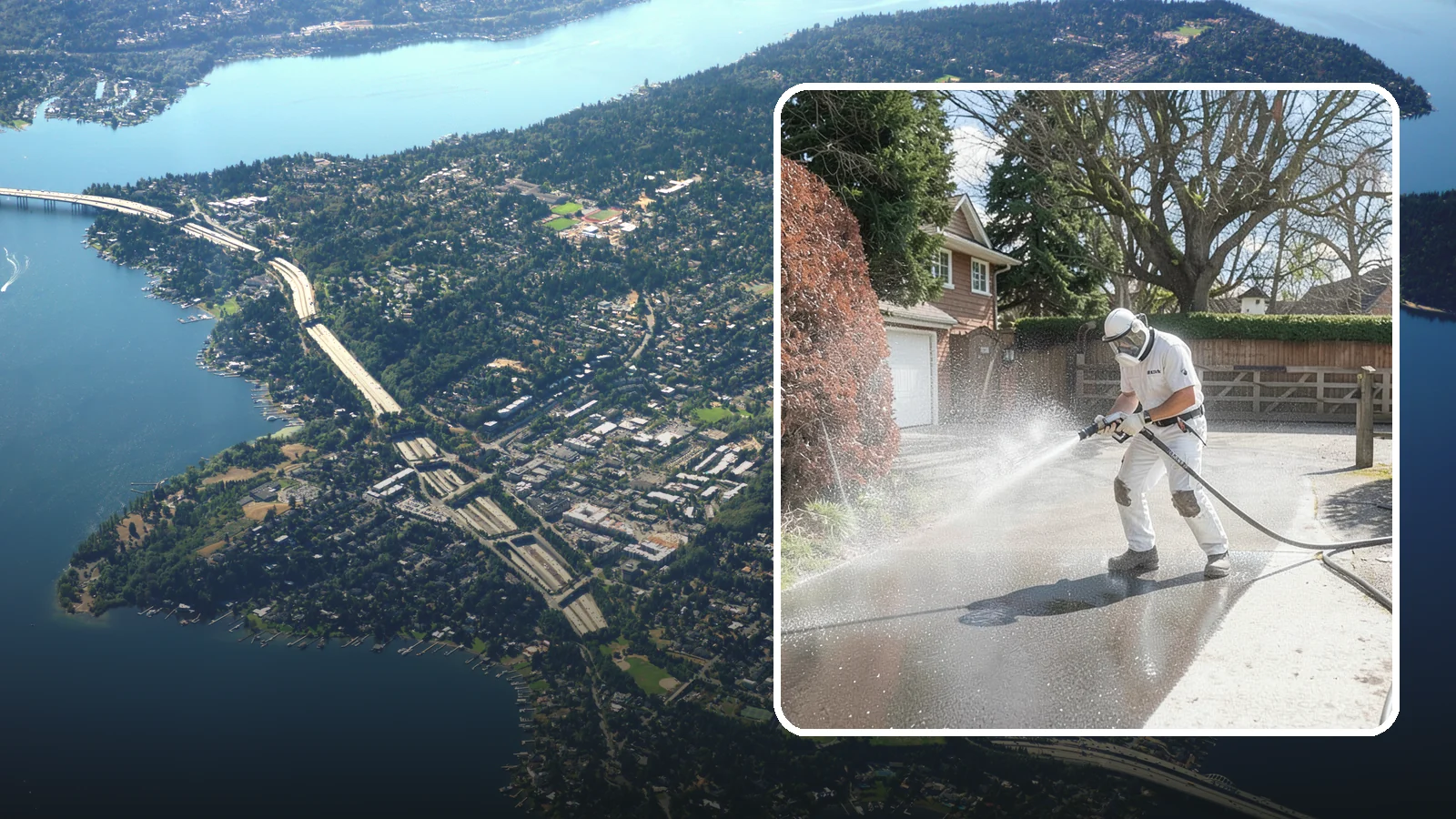 Asphalt Driveway Cleaning in Mercer Island, King County, WA - Gentle yet effective cleaning for asphalt driveways that removes growth and grime without harming the binder.
