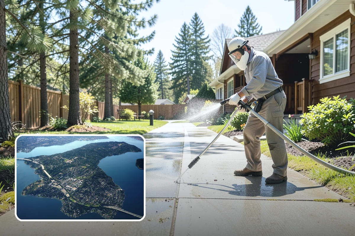 Asphalt Driveway Cleaning in Mercer Island, King County, WA - Cleans without dislodging asphalt aggregate