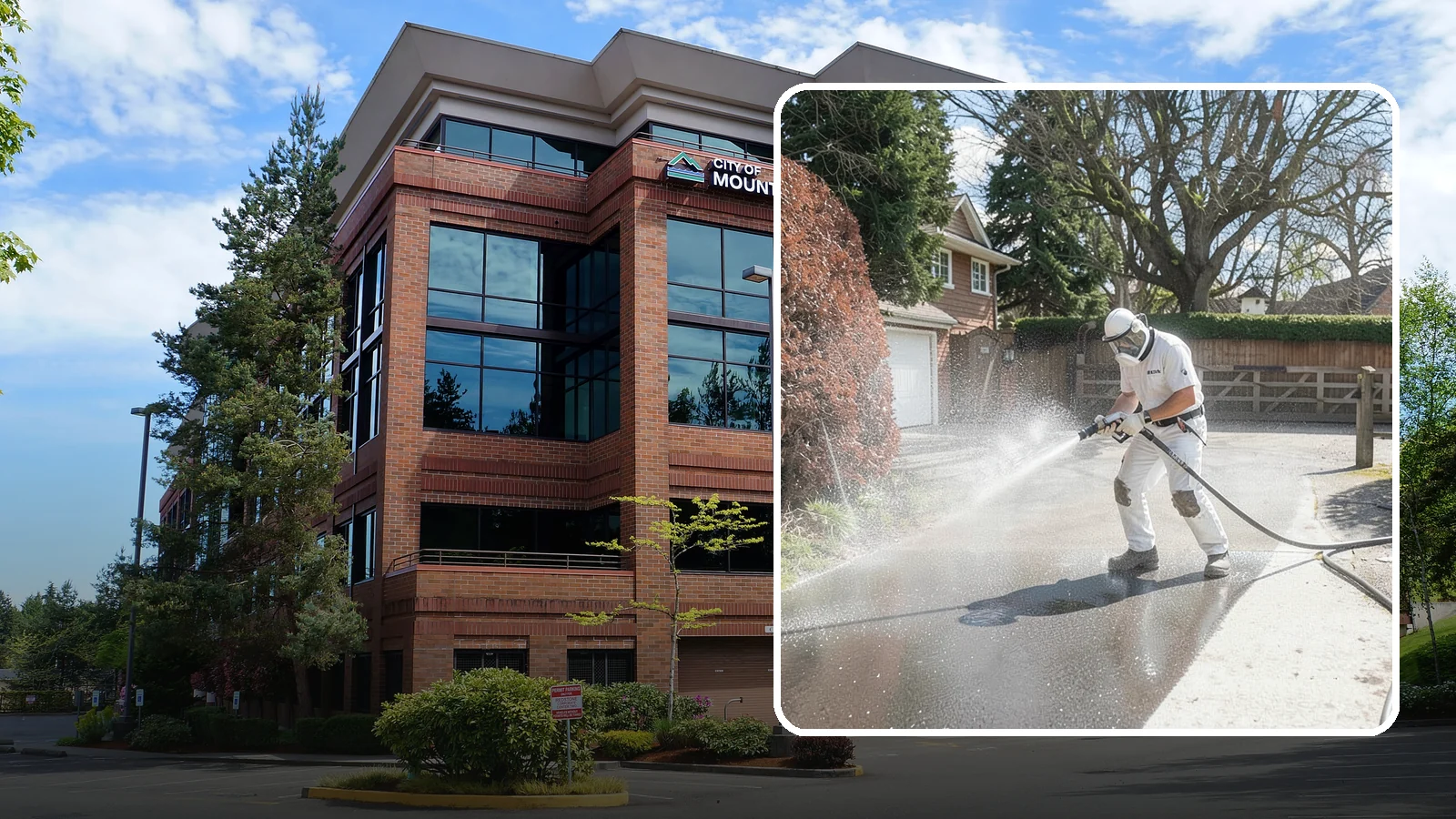Asphalt Driveway Cleaning in Mountlake Terrace, Snohomish County, WA - Gentle yet effective cleaning for asphalt driveways that removes growth and grime without harming the binder.