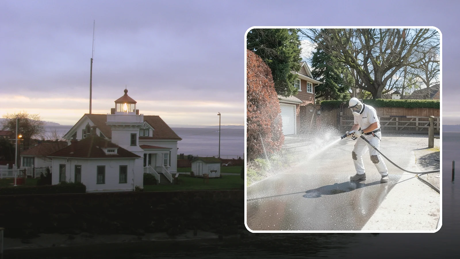 Asphalt Driveway Cleaning in Mukilteo, Snohomish County, WA - Gentle yet effective cleaning for asphalt driveways that removes growth and grime without harming the binder.