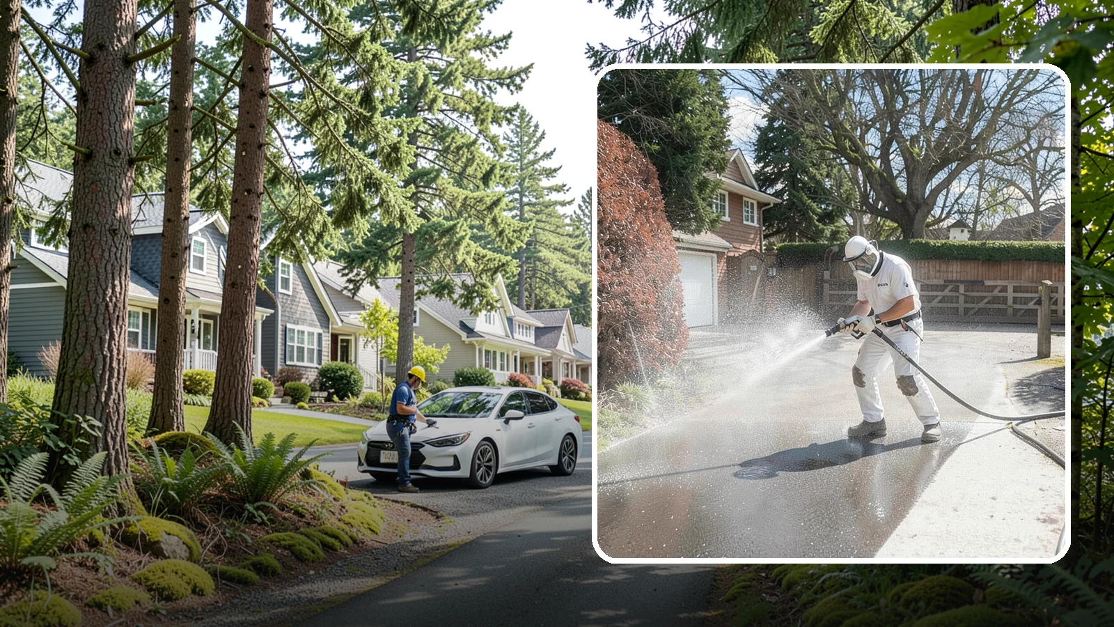 Asphalt Driveway Cleaning in Normandy Park, King County, WA - Gentle yet effective cleaning for asphalt driveways that removes growth and grime without harming the binder.