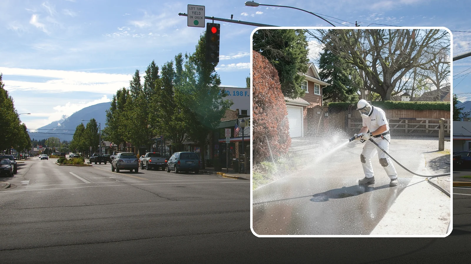 Asphalt Driveway Cleaning in North Bend, King County, WA - Gentle yet effective cleaning for asphalt driveways that removes growth and grime without harming the binder.