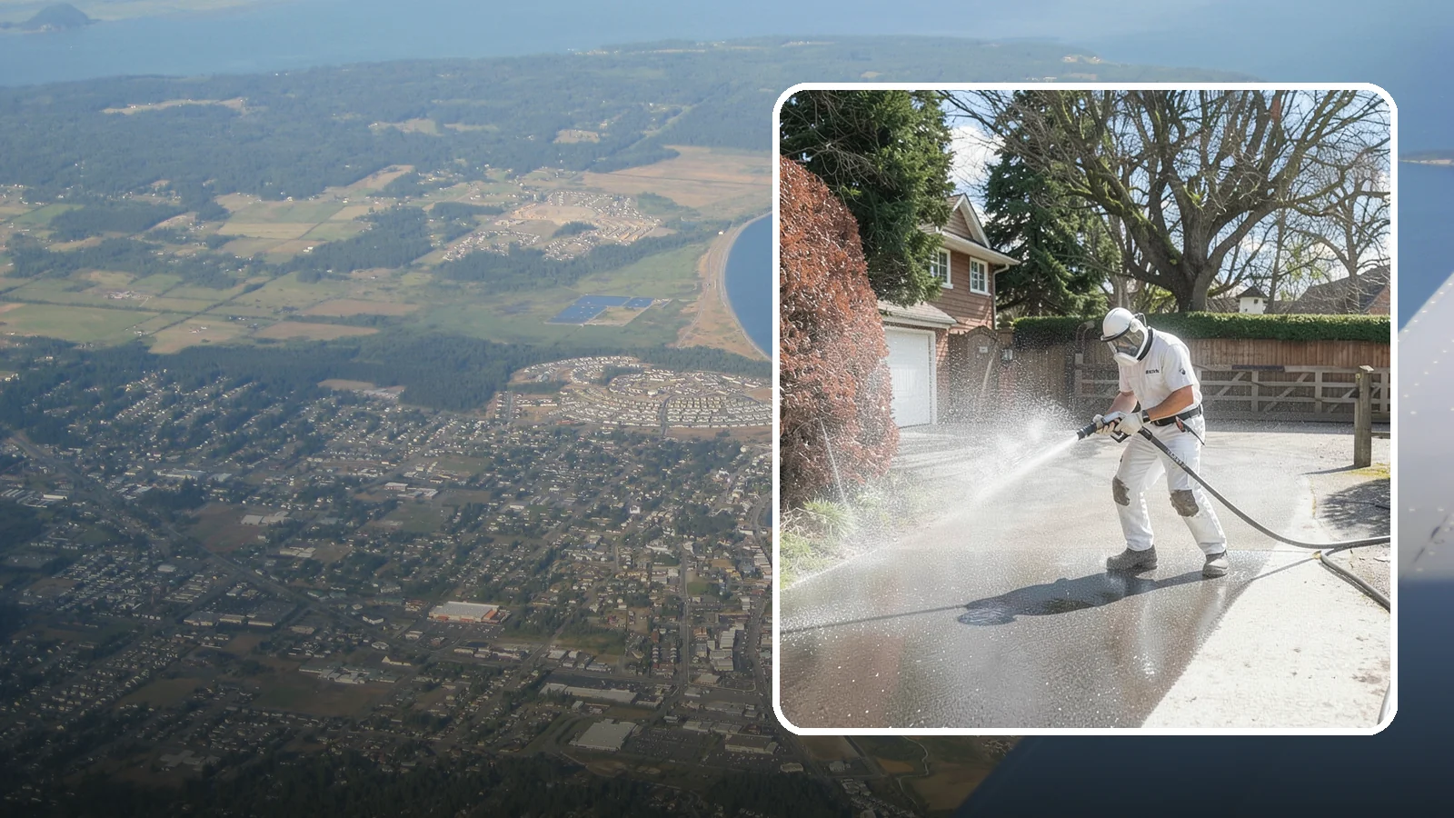 Asphalt Driveway Cleaning in Oak Harbor, Island County, WA - Gentle yet effective cleaning for asphalt driveways that removes growth and grime without harming the binder.