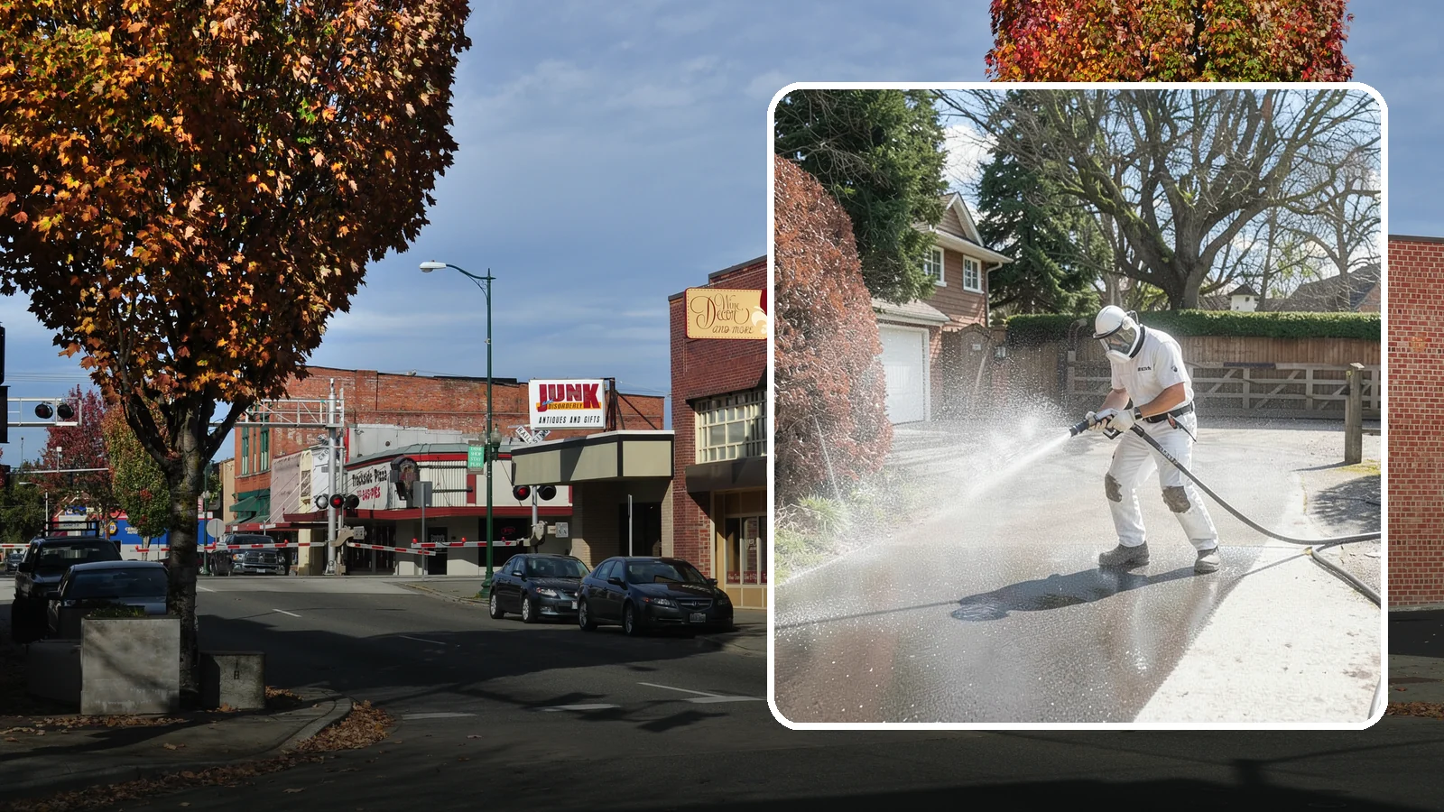 Asphalt Driveway Cleaning in Puyallup, Pierce County, WA - Gentle yet effective cleaning for asphalt driveways that removes growth and grime without harming the binder.