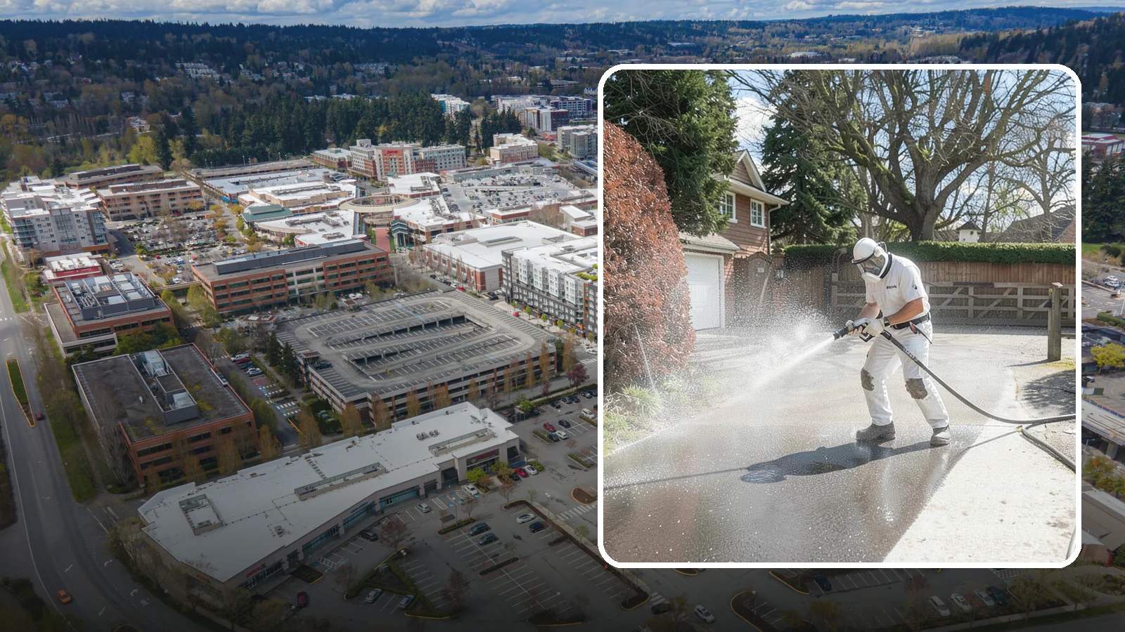 Asphalt Driveway Cleaning in Redmond, King County, WA - Gentle yet effective cleaning for asphalt driveways that removes growth and grime without harming the binder.