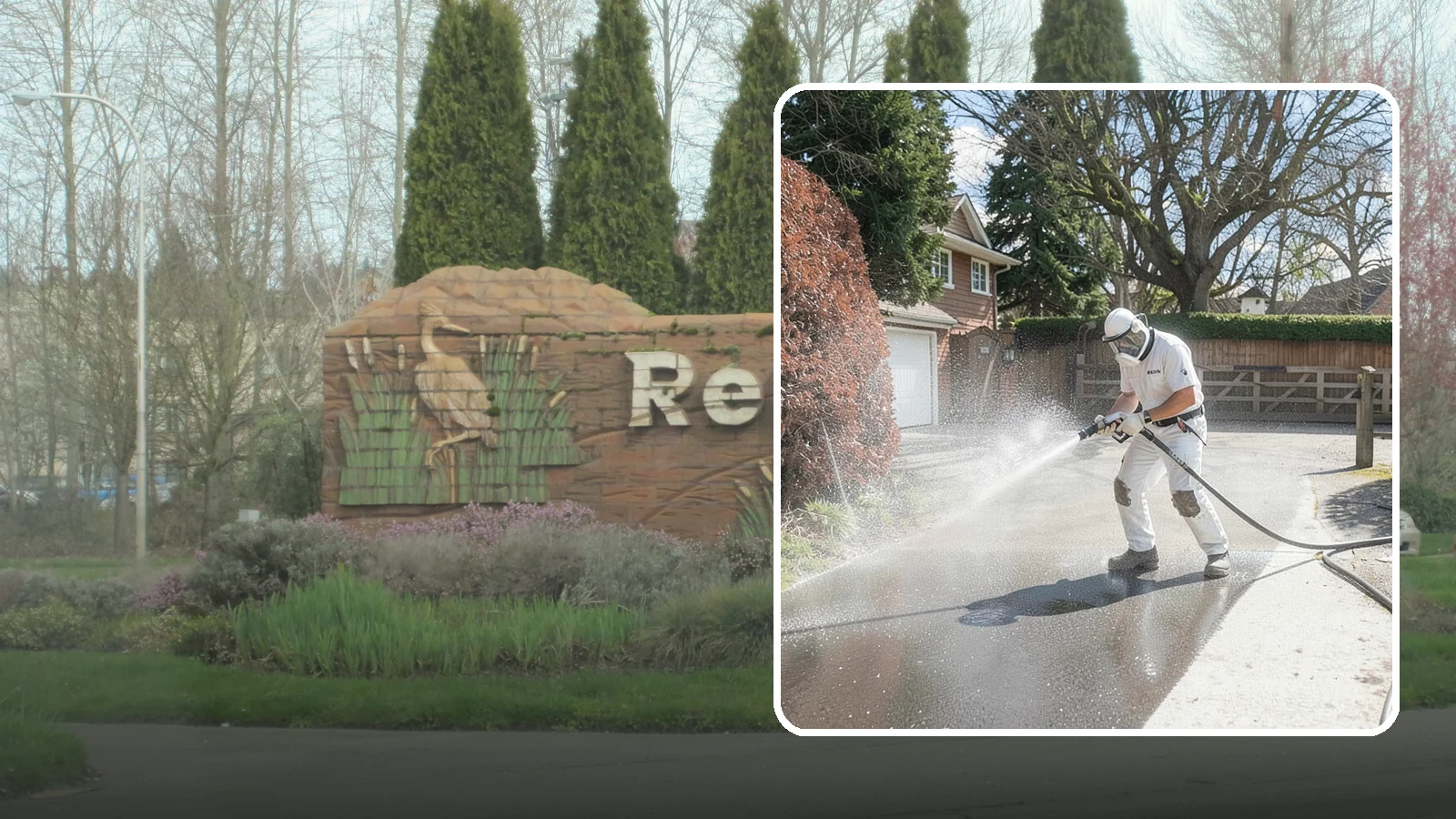 Asphalt Driveway Cleaning in Renton, King County, WA - Gentle yet effective cleaning for asphalt driveways that removes growth and grime without harming the binder.