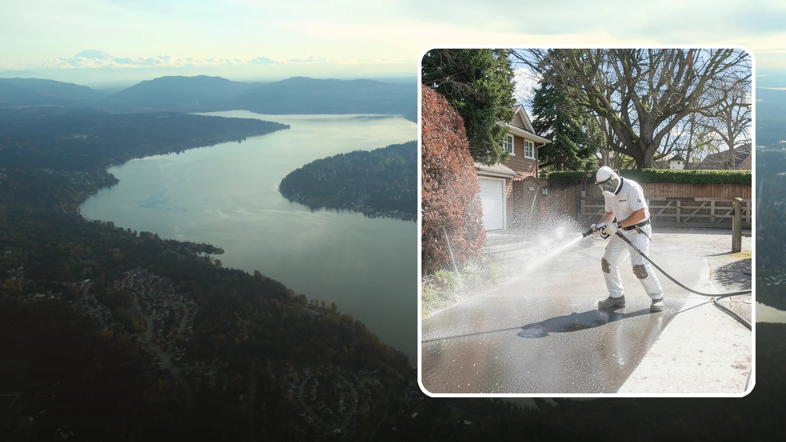 Asphalt Driveway Cleaning in Sammamish, King County, WA - Gentle yet effective cleaning for asphalt driveways that removes growth and grime without harming the binder.