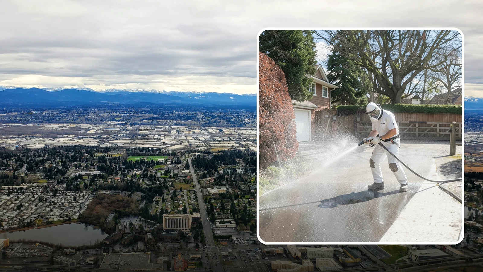 Asphalt Driveway Cleaning in SeaTac, King County, WA - Gentle yet effective cleaning for asphalt driveways that removes growth and grime without harming the binder.