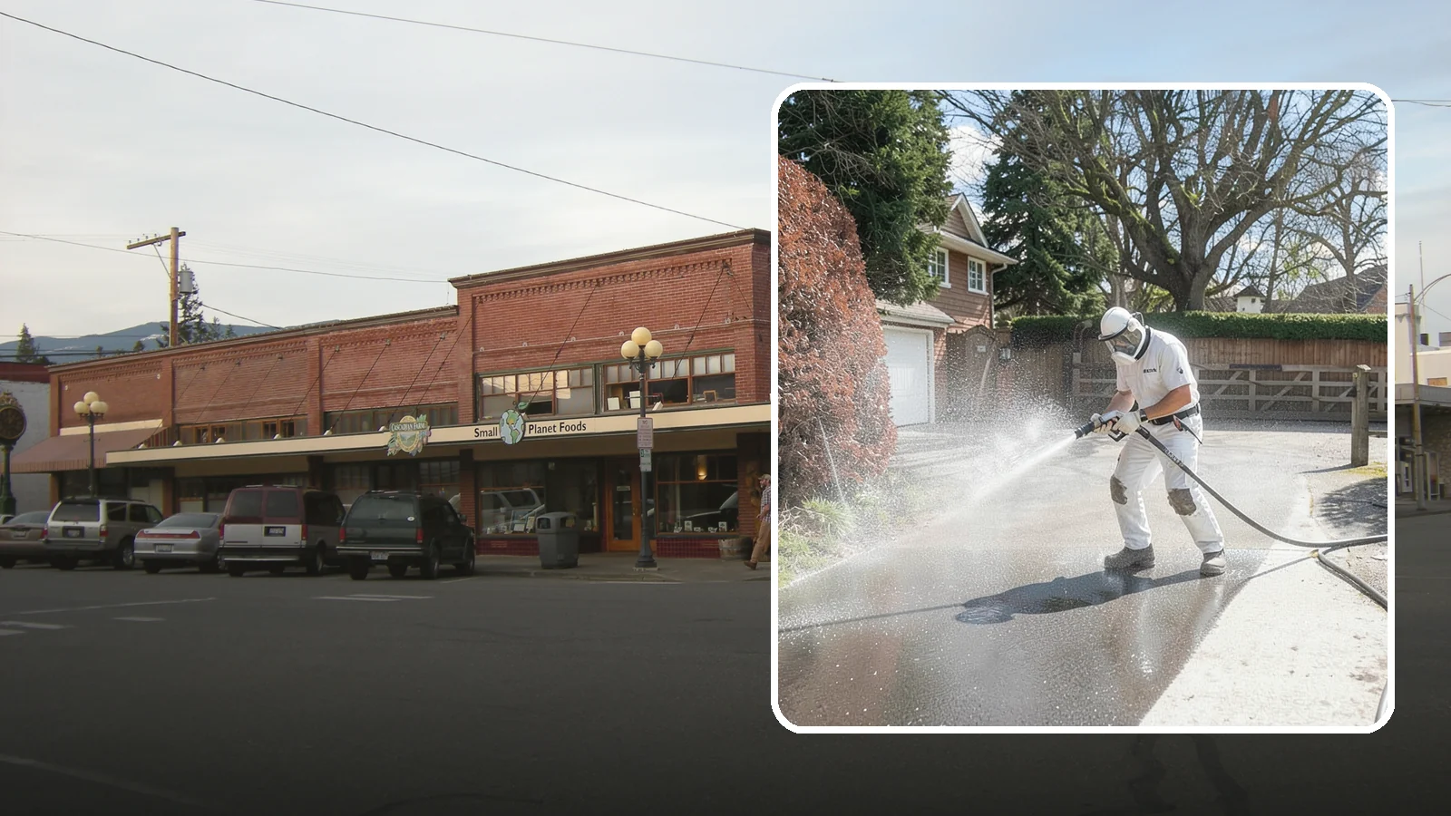 Asphalt Driveway Cleaning in Sedro-Woolley, Skagit County, WA - Gentle yet effective cleaning for asphalt driveways that removes growth and grime without harming the binder.