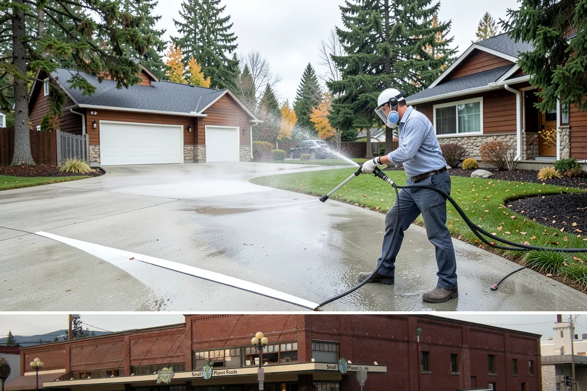 Asphalt Driveway Cleaning in Sedro-Woolley, Skagit County, WA - Warm, dry days are best so the porous asphalt can dry fully after cleaning.