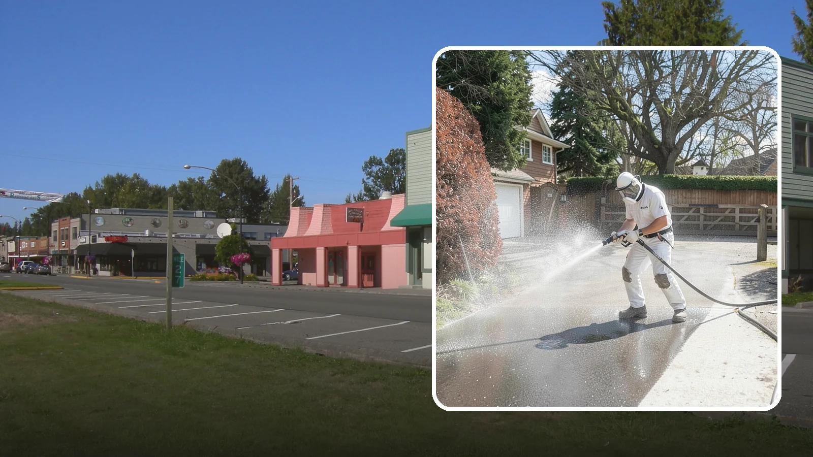 Asphalt Driveway Cleaning in Snoqualmie, King County, WA - Gentle yet effective cleaning for asphalt driveways that removes growth and grime without harming the binder.