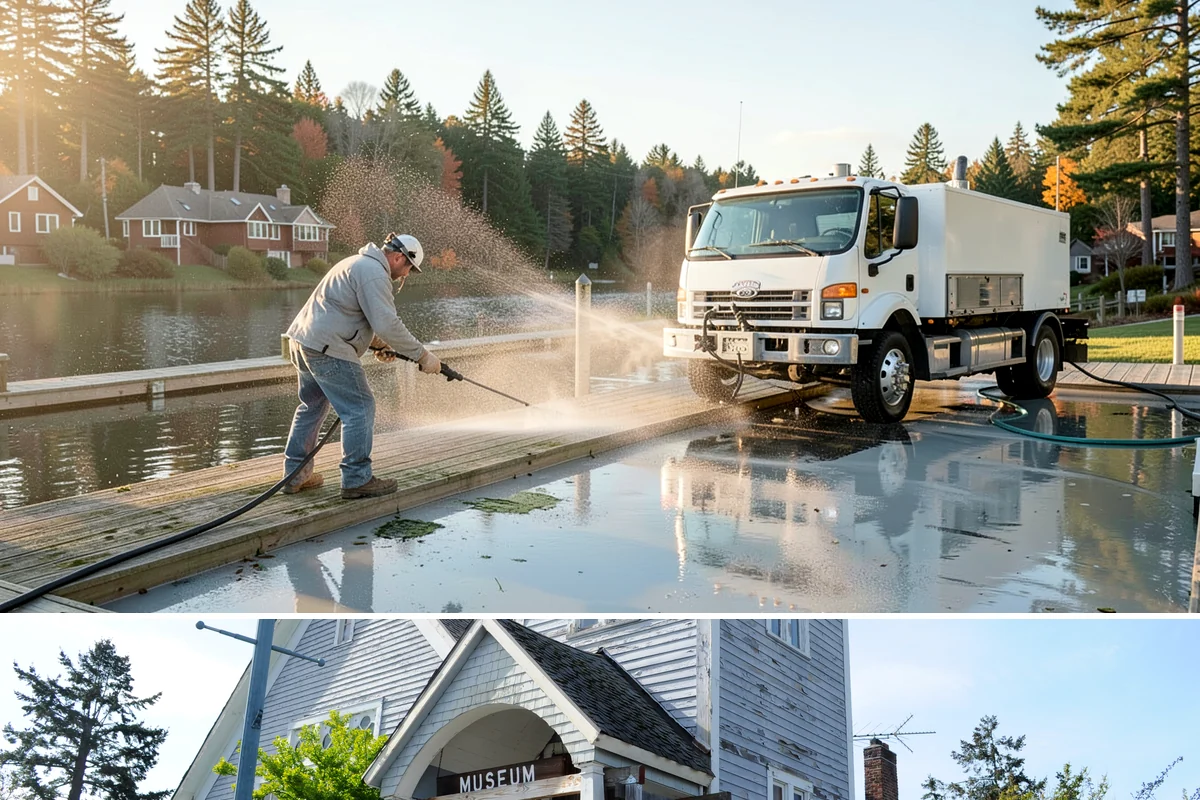 Asphalt Driveway Cleaning in Steilacoom, Pierce County, WA - Warm, dry days are best so the porous asphalt can dry fully after cleaning.
