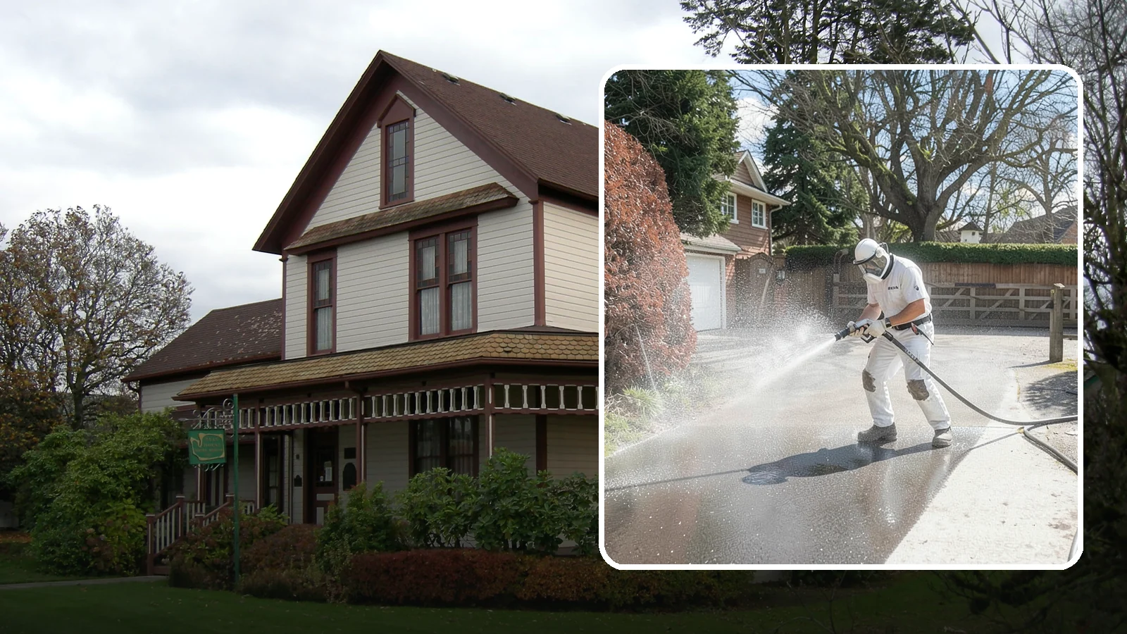 Asphalt Driveway Cleaning in Sumner, Pierce County, WA - Gentle yet effective cleaning for asphalt driveways that removes growth and grime without harming the binder.