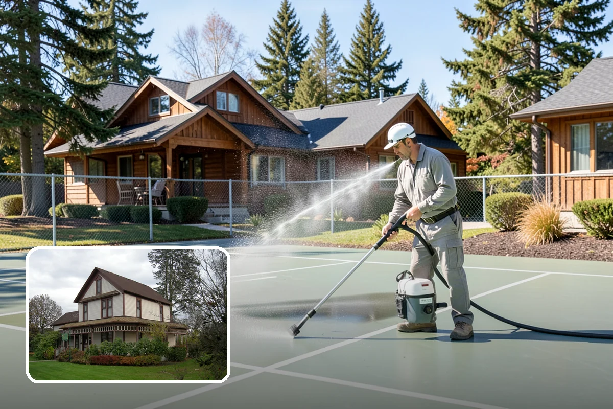 Asphalt Driveway Cleaning in Sumner, Pierce County, WA - Cleans without dislodging asphalt aggregate