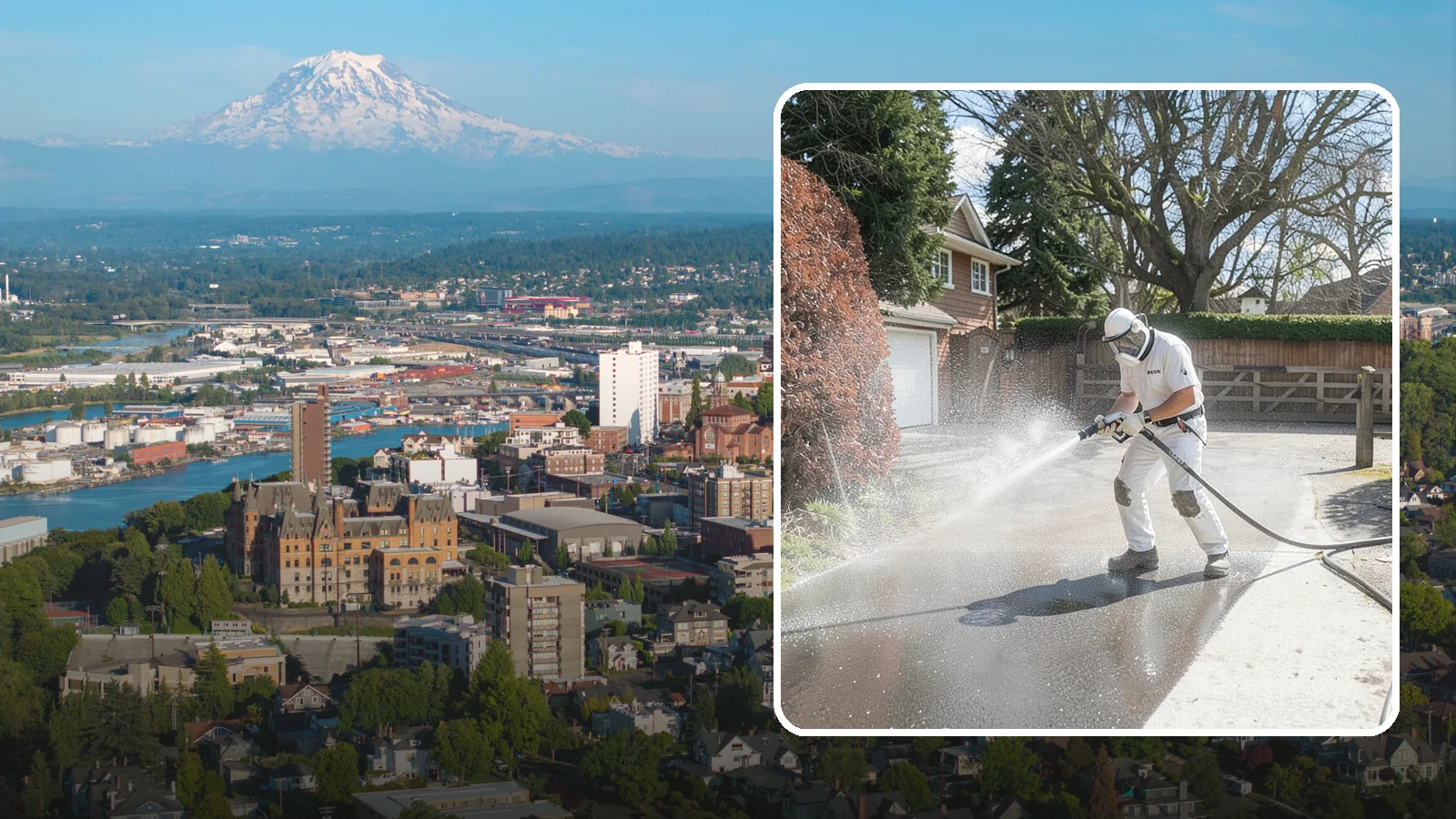 Asphalt Driveway Cleaning in Tacoma, Pierce County, WA - Gentle yet effective cleaning for asphalt driveways that removes growth and grime without harming the binder.