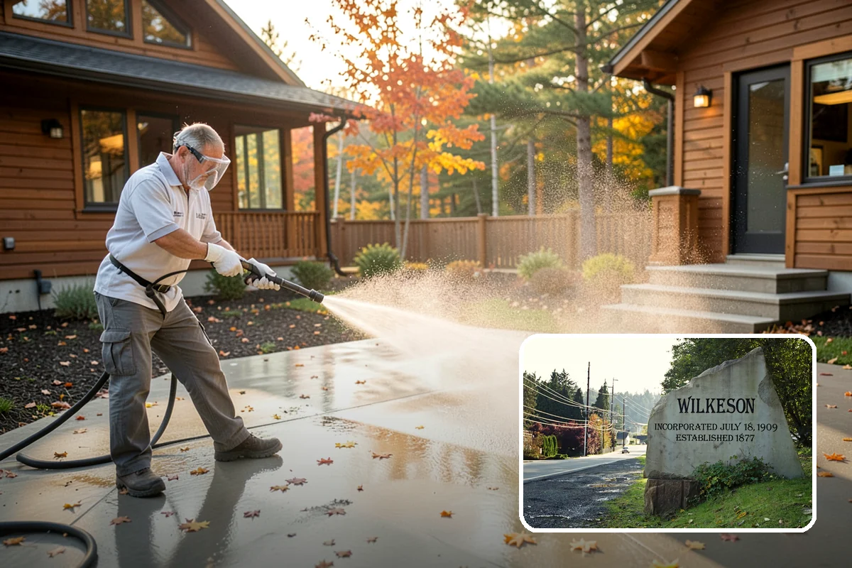 Asphalt Driveway Cleaning in Wilkeson, Pierce County, WA - Cleans without dislodging asphalt aggregate
