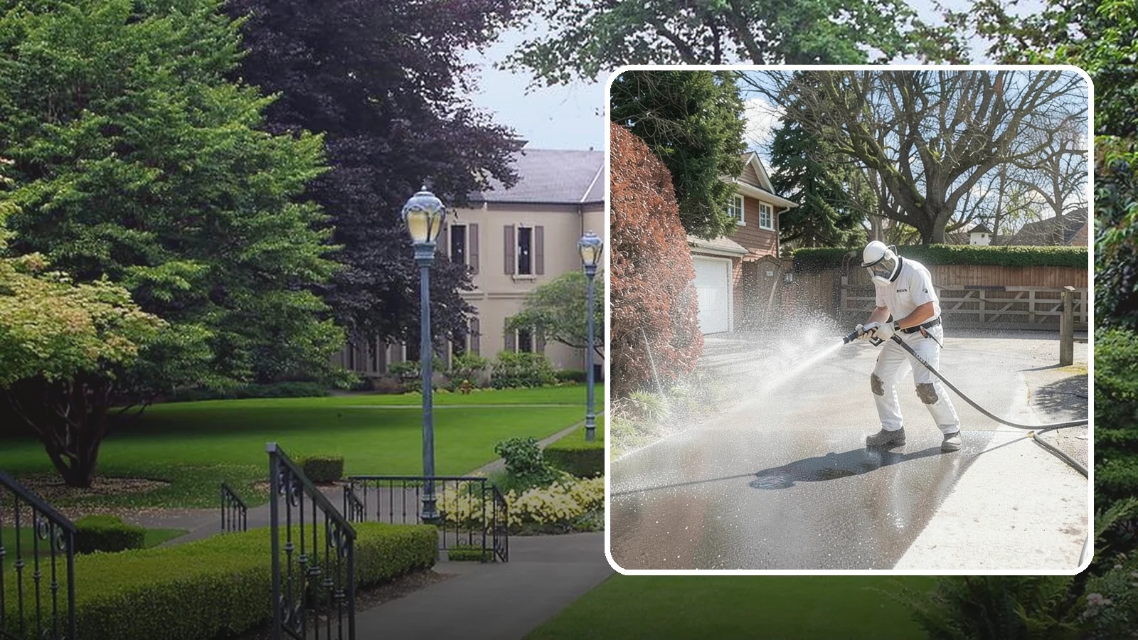 Asphalt Driveway Cleaning in Woodinville, King County, WA - Gentle yet effective cleaning for asphalt driveways that removes growth and grime without harming the binder.