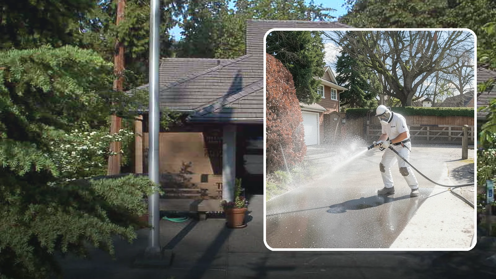 Asphalt Driveway Cleaning in Yarrow Point, King County, WA - Gentle yet effective cleaning for asphalt driveways that removes growth and grime without harming the binder.