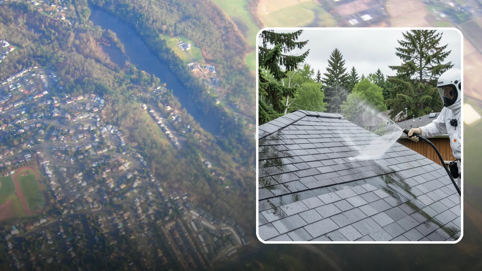 Asphalt Shingle Roof Cleaning in Algona, King County, WA - Specialized cleaning for asphalt and composition shingle roofs that removes the black streaks common across Washington...