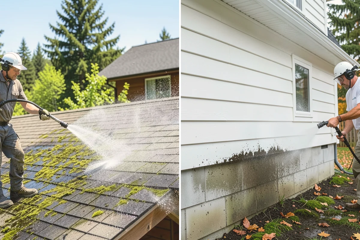 Asphalt Shingle Roof Cleaning in Algona, King County, WA - Walk the roof to note streaking, moss clumps, and worn areas